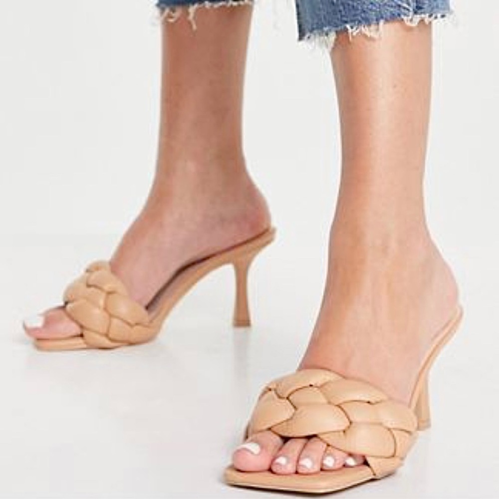 Women's Braided Heeled Sandals Square Open Toe
